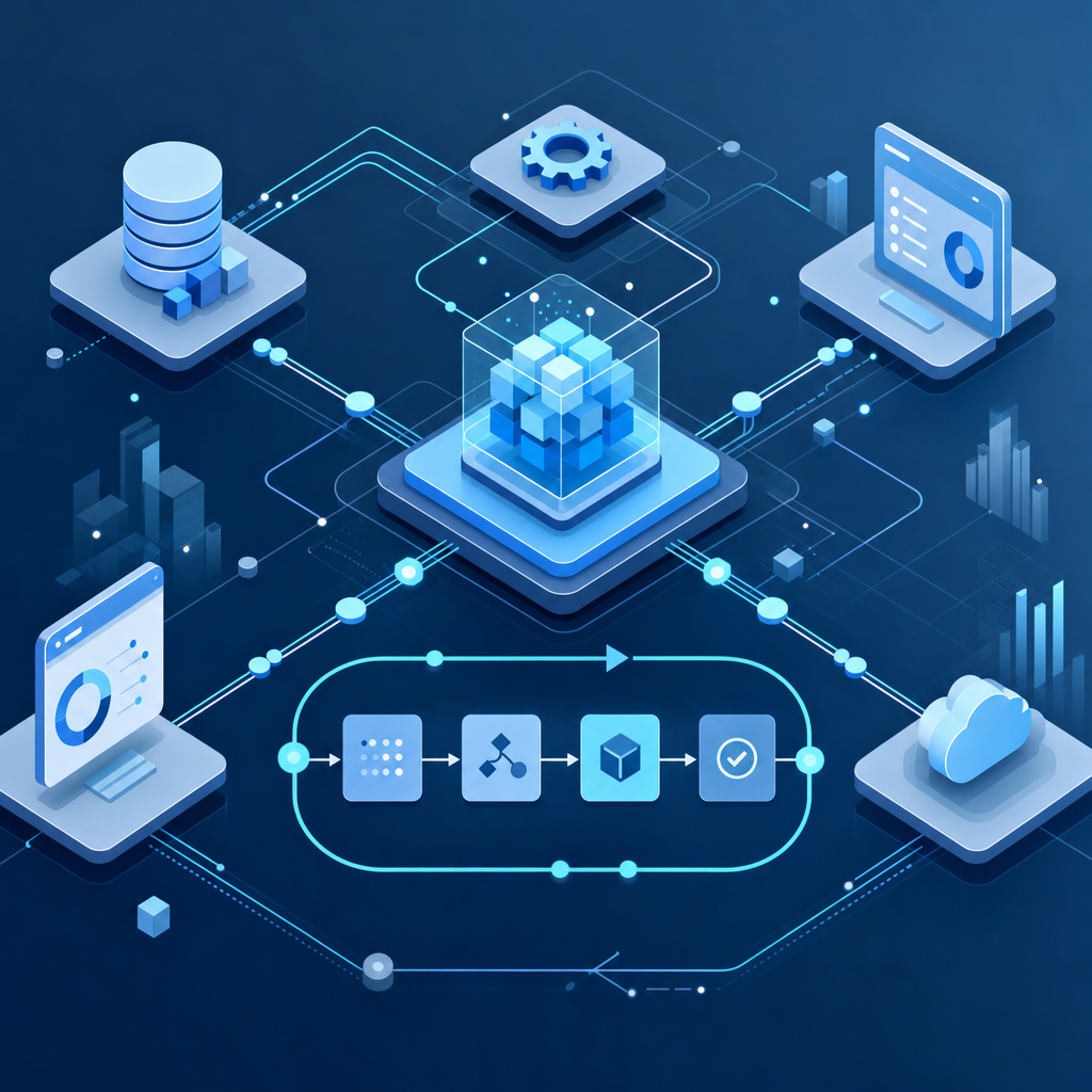 AI transformation and workflow automation illustration — Monsterapp.ai