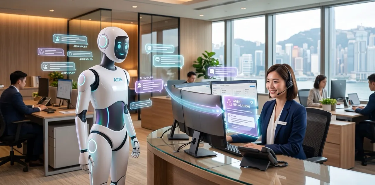 Customer Service AI Agent interface showing support ticket management